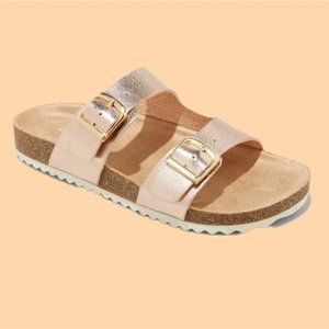 Cat & Jack Drew Double Buckle Molded Slip-On Footbed Sandals Rose Gold 2